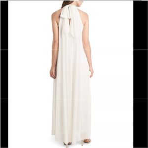 MSK High-Neck Sparkle-Mesh Wide-Leg  Jumpsuit-Ivory/Gold